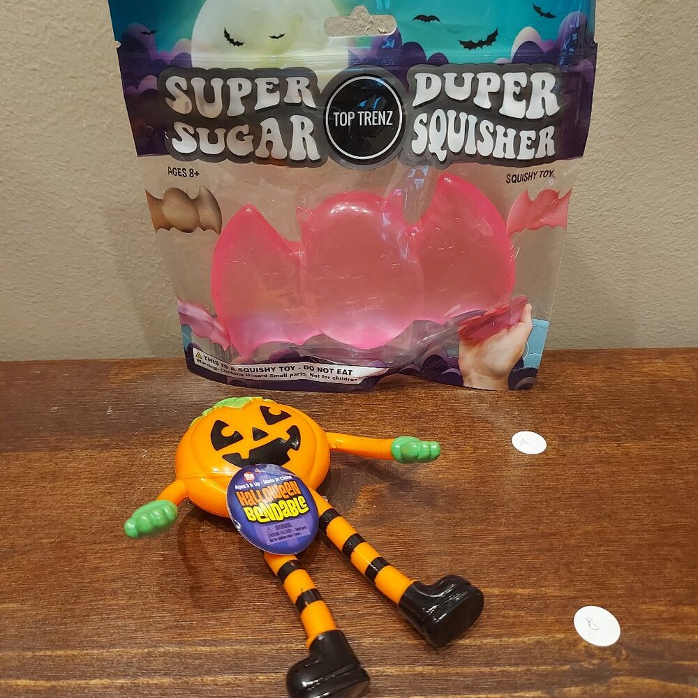 Super Duper Sugar Squisher Bat & Pumpkin Bendables Bundle
